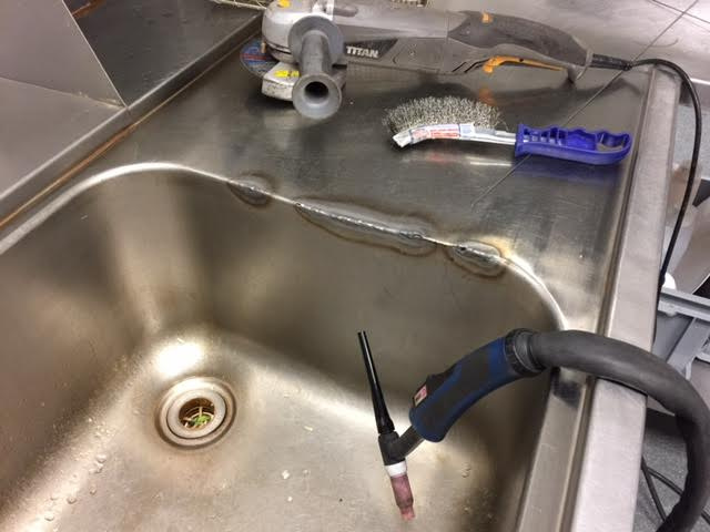 Mobile on site stainless steel kitchen sink welding repairs